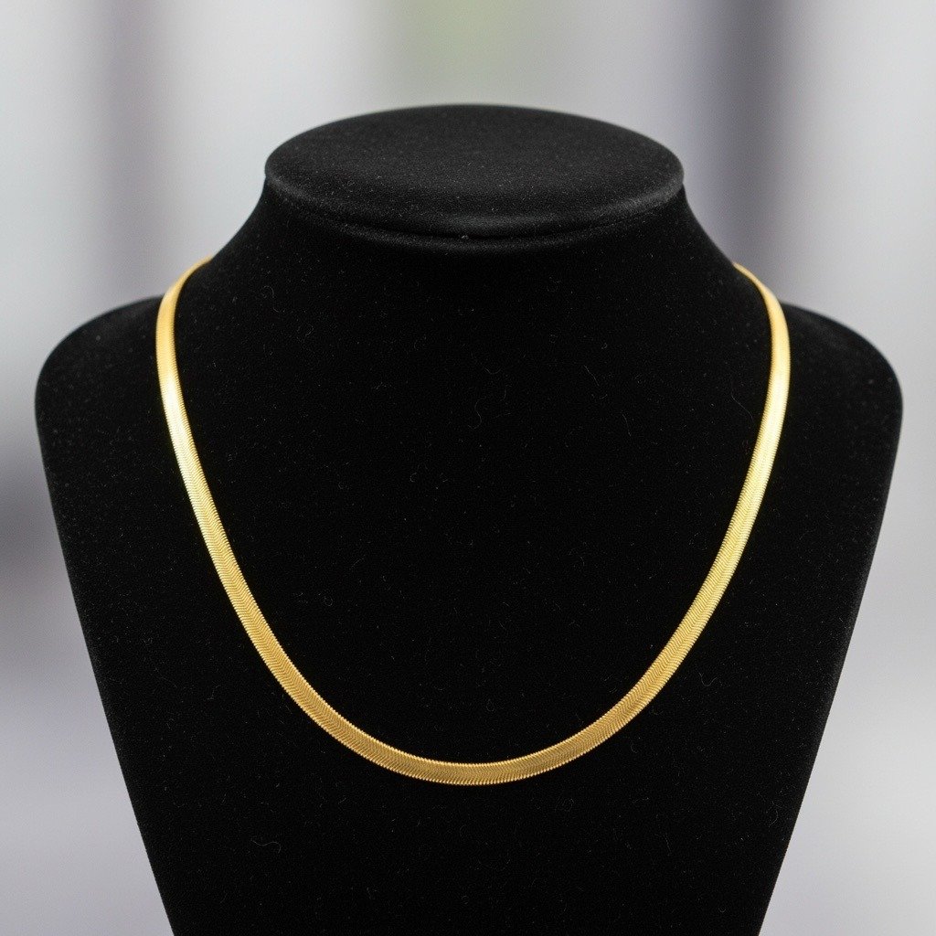 GoldTone 6 Mm Flat Ion Plated Snake Chain Necklace 195 WLobster Clasp